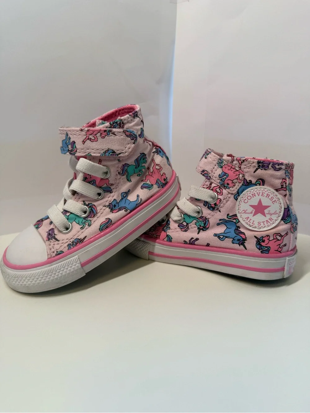 Converse Chuck Taylor Unicorn High Tops Toddler Size 5 Pink Velcro Sneakers VGUC